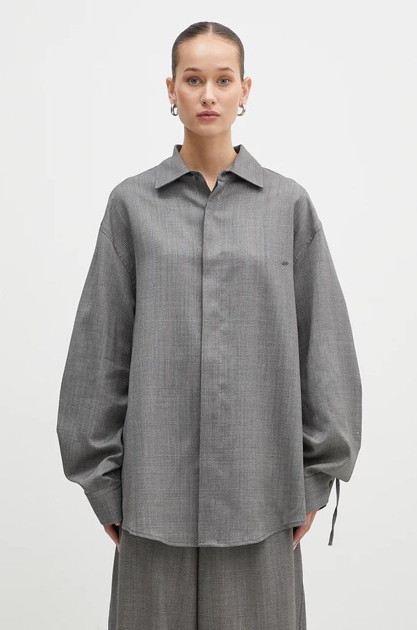 DARKPARK Vunena košulja DARKPARK Keanu boja: siva, relaxed, s klasičnim ovratnikom, WSH16.FAW12.7799