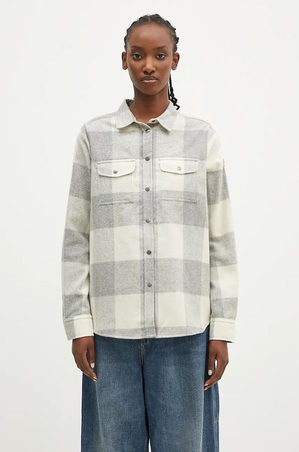 Fjallraven Vunena košulja Fjallraven boja: siva, regular, s klasičnim ovratnikom