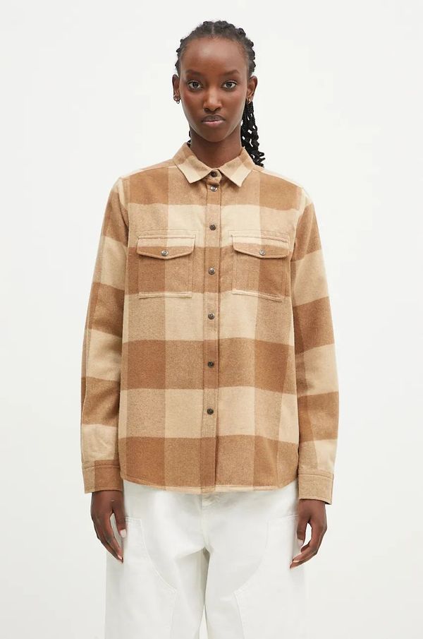 Fjallraven Vunena košulja Fjallraven Canada boja: smeđa, regular, s klasičnim ovratnikom, F90835.232.191