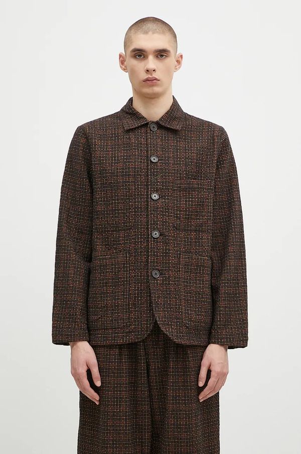 Universal Works Vunena košulja Universal Works boja: zelena, regular, s klasičnim ovratnikom, 31111