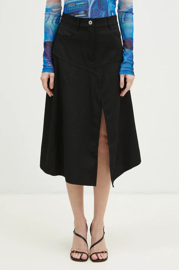 JW Anderson Vunena suknja JW Anderson Patchwork A-Line Skirt boja: crna, midi, širi se prema dolje, SK0175.PG0011.999