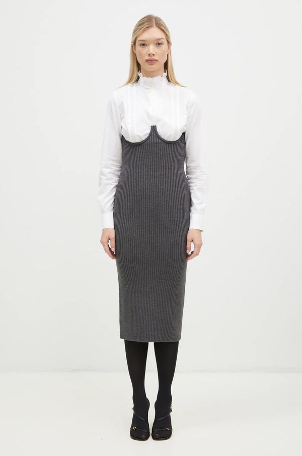 Sportmax Vunena suknja Sportmax Ape1234 boja: siva, midi, pencil, 2422306023600