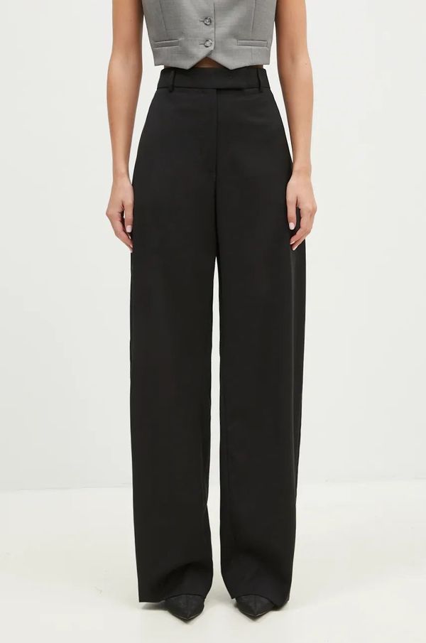 Sportmax Vunene hlače Sportmax Ampezzo1234 boja: crna, ravni kroj, visoki struk, 2422136043600