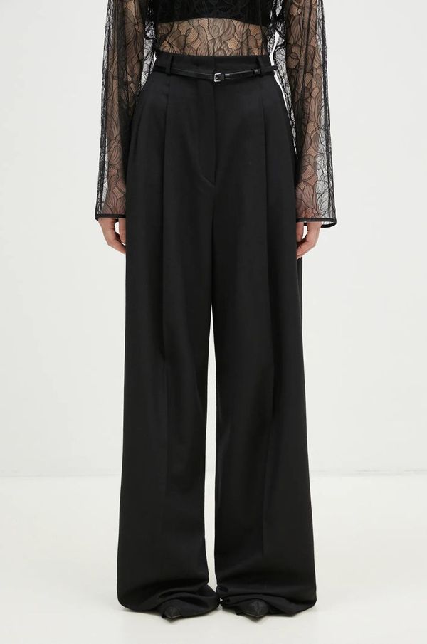 Sportmax Vunene hlače Sportmax Kiens12 boja: crna, ravni kroj, visoki struk, 2422136022600