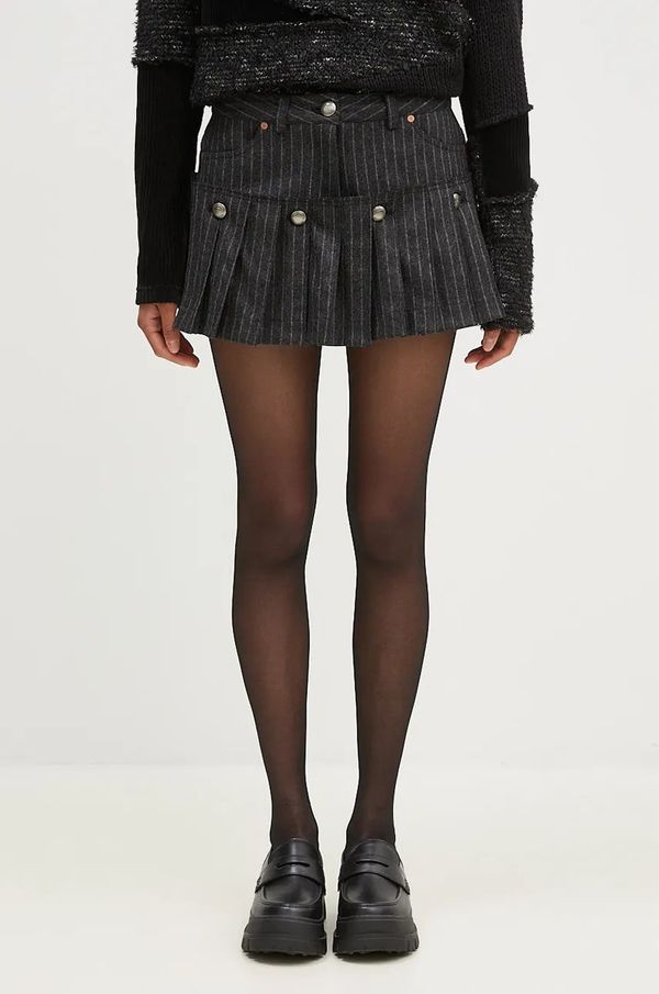 Andersson Bell Vunene kratke hlače Andersson Bell Stripe Wool Skirt boja: crna, s uzorkom, visoki struk, apa761w