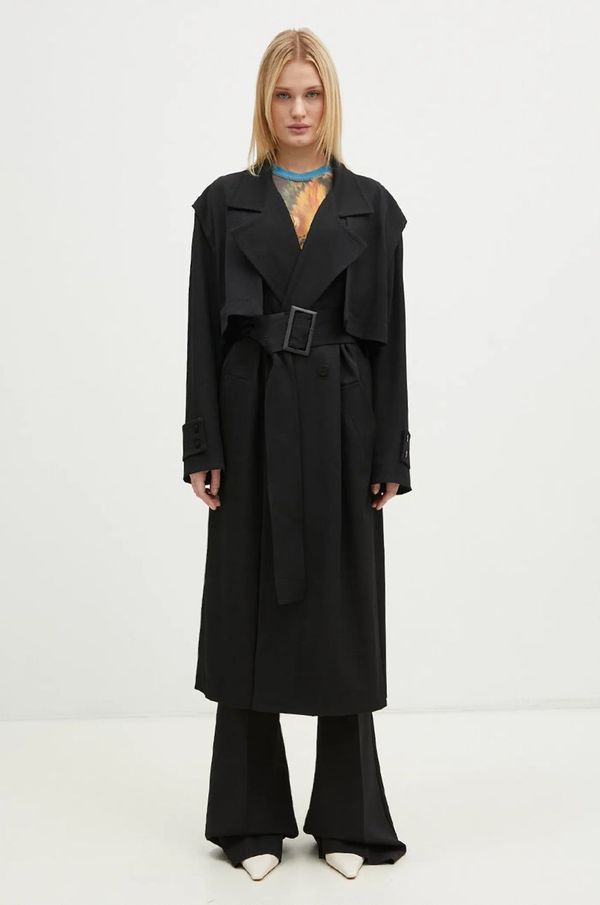 JW Anderson Vuneni baloner JW Anderson Longline Trench Coat boja: crna, za prijelazno razdoblje, oversize, CO0310.PG0011.999