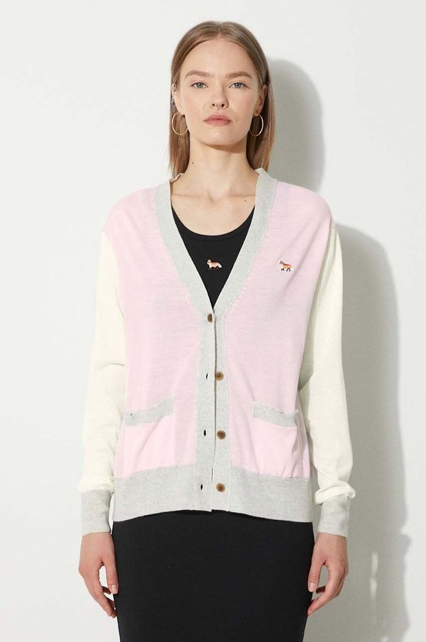 Maison Kitsuné Vuneni kardigan Maison Kitsuné Baby Fox Patch Regular Cardigan boja: ružičasta, lagani, MW00505KT1036