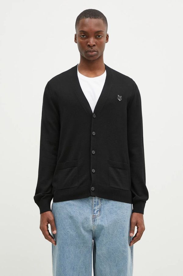 Maison Kitsuné Vuneni kardigan Maison Kitsuné Bold Fox Head Patch boja: crna, MM00509KT1036