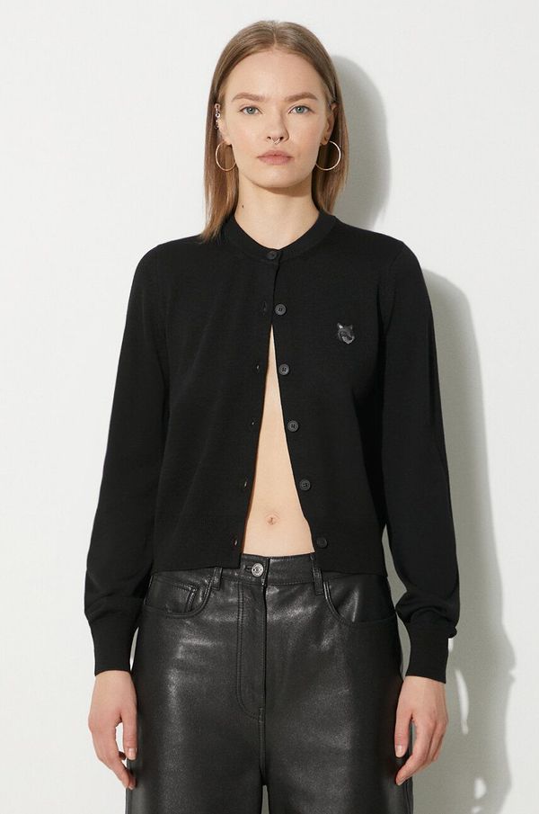 Maison Kitsuné Vuneni kardigan Maison Kitsuné Bold Fox Head Patch Regular Cardigan boja: crna, lagani, MW00508KT1036