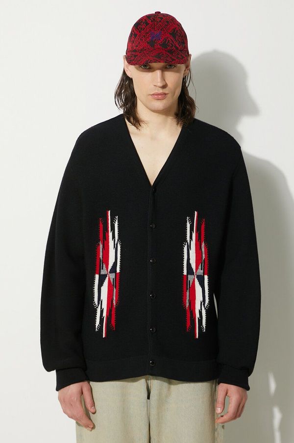 Needles Vuneni kardigan Needles V Neck boja: crna, OT268