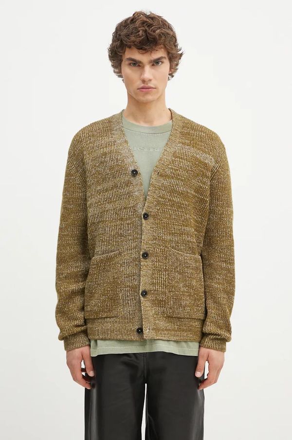Norse Projects Vuneni kardigan Norse Projects Loki Wool Cotton Rib Cardigan boja: zelena, N45.0618.8096