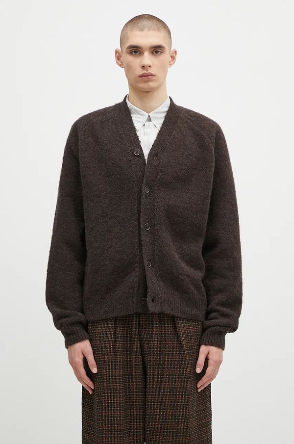 Universal Works Vuneni kardigan Universal Works boja: smeđa, 31458