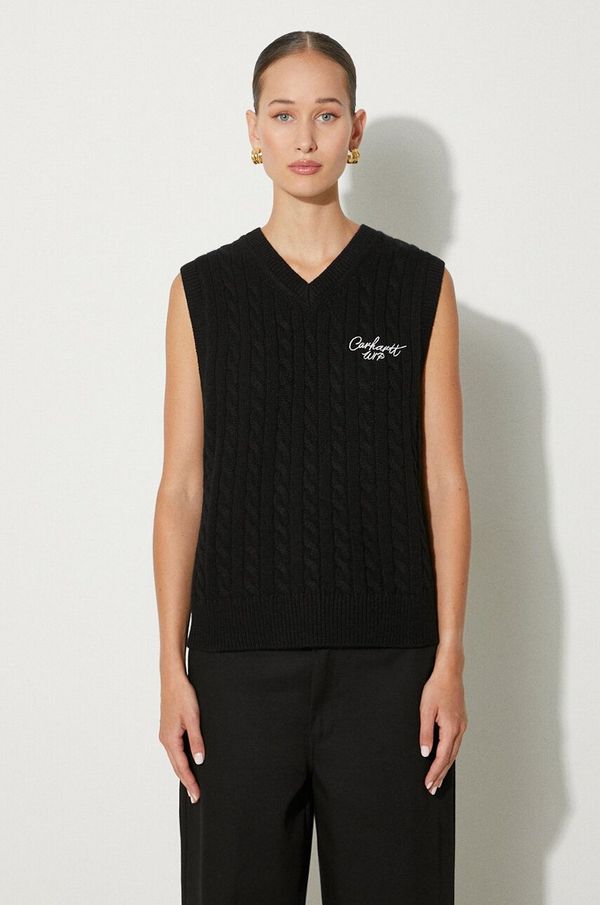 Carhartt WIP Vuneni prsluk Carhartt WIP Signature Vest Sweater boja: crna, I033882.K02XX
