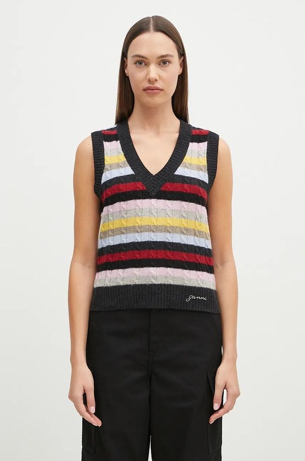 GANNI Vuneni prsluk GANNI Logo Wool Mix Vest lagani, K2286
