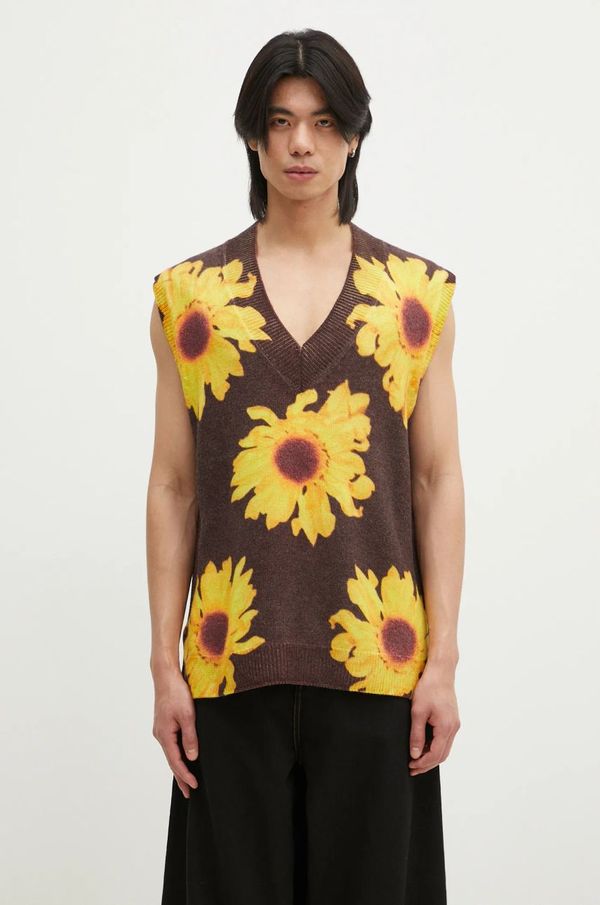 JW Anderson Vuneni prsluk JW Anderson Printed Vest boja: smeđa, KW1305.YN0008.685