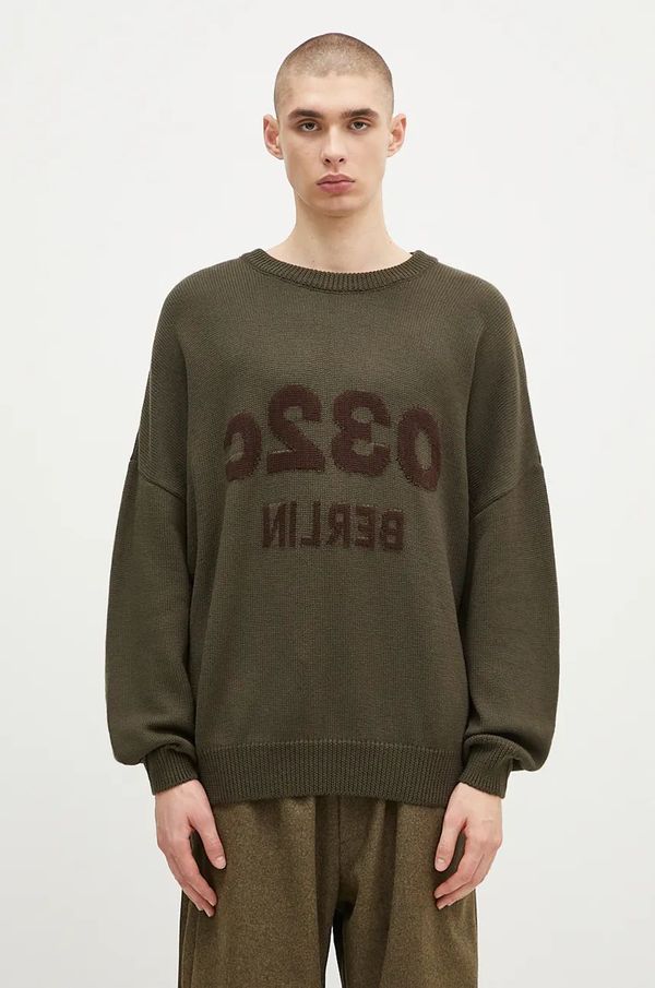 032C Vuneni pulover 032C ''Selfie'' Sweater za muškarce, boja: zelena, lagani, F24-URK-1511-400