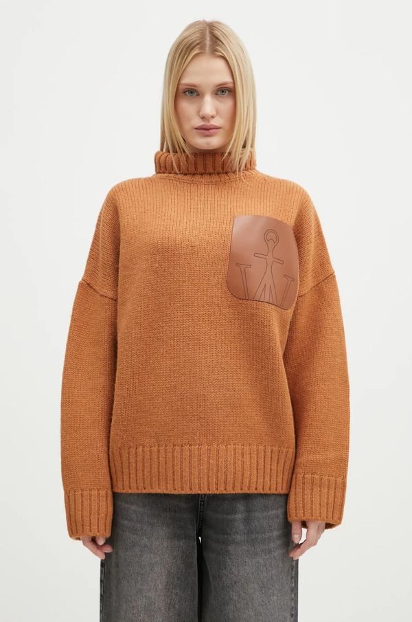JW Anderson Vuneni pulover JW Anderson Leather Patch Pocket Jumper za žene, boja: narančasta, s dolčevitom, KW1292.YN0367.619