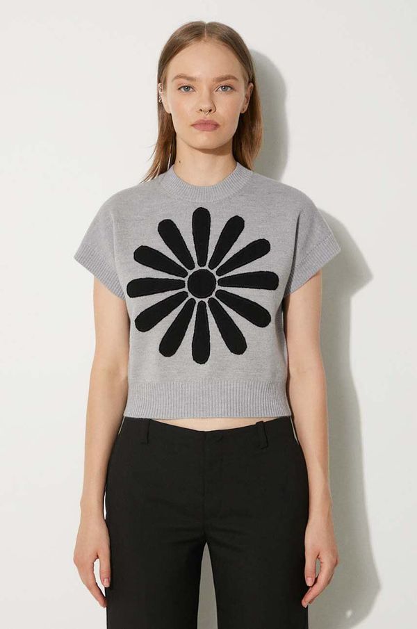 Kenzo Vuneni pulover Kenzo Marguerite Placed Top za žene, boja: siva, FE62PU4883CT.93