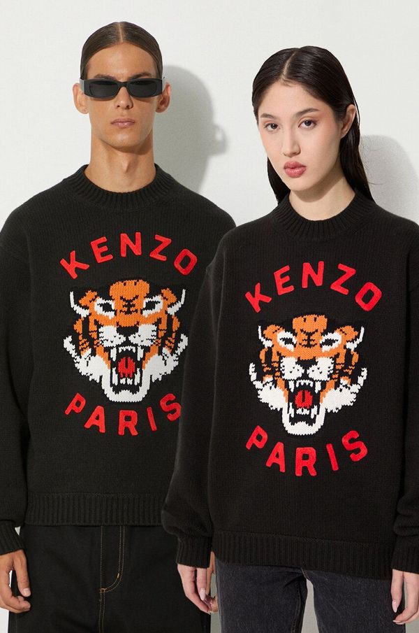 Kenzo Vuneni pulover Kenzo Rws Lucky Tiger Jumper boja: crna, topli, FE68PU4773LH.99J
