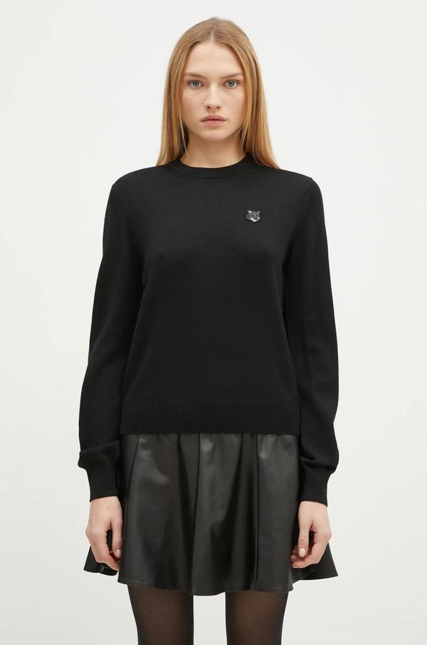 Maison Kitsuné Vuneni pulover Maison Kitsuné Bold Fox Head Patch za žene, boja: crna, lagani, MW00801KT1036