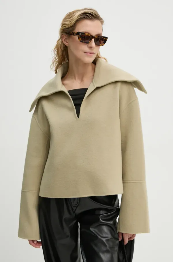 Nanushka Vuneni pulover Nanushka MAXE za žene, boja: zelena, topli, NW24PFSG27062