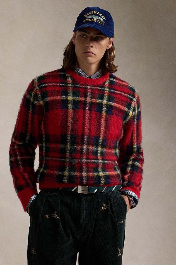 Polo Ralph Lauren Vuneni pulover Polo Ralph Lauren za muškarce, boja: crvena, topli, 710949292