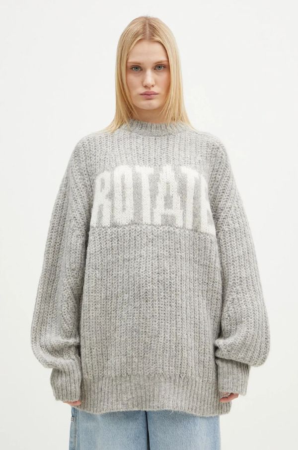 Rotate Vuneni pulover Rotate Knitted Logo za žene, boja: siva, topli, 1137491789