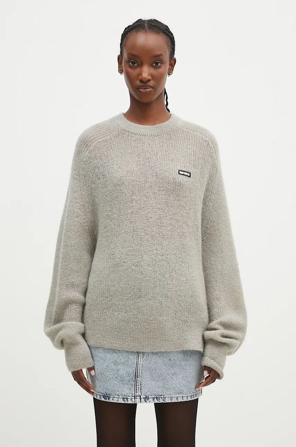 Rotate Vuneni pulover Rotate Light Knit Logo za žene, boja: siva, 1128671125