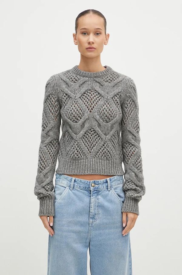 Sportmax Vuneni pulover Sportmax Narvel za žene, boja: siva, 2422366092600