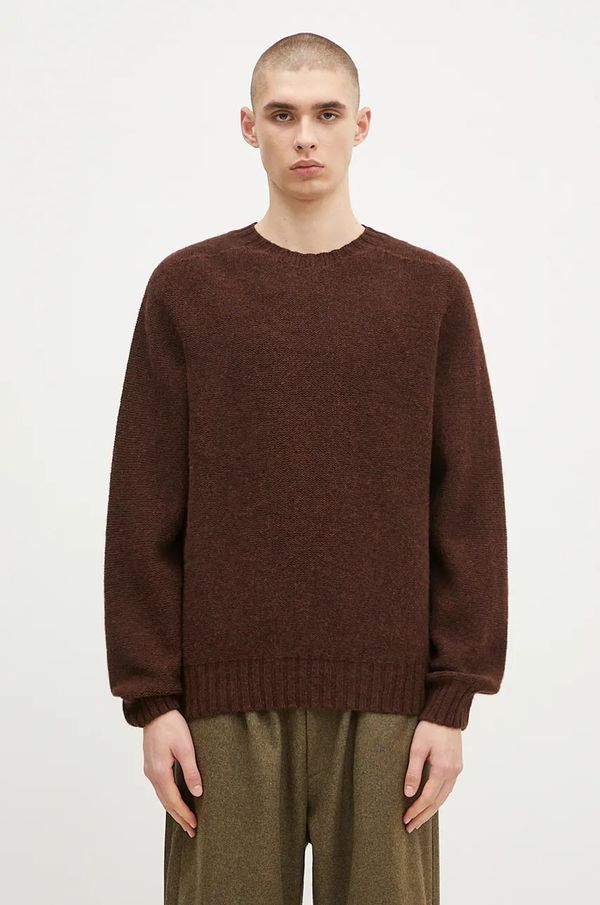 Universal Works Vuneni pulover Universal Works za muškarce, boja: smeđa, lagani, 31760