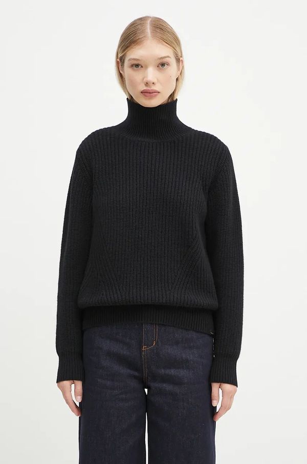 Woolrich Vuneni pulover Woolrich Canberra Turtleneck za žene, boja: crna, topli, s dolčevitom, CFWWKN0329FRUF0712