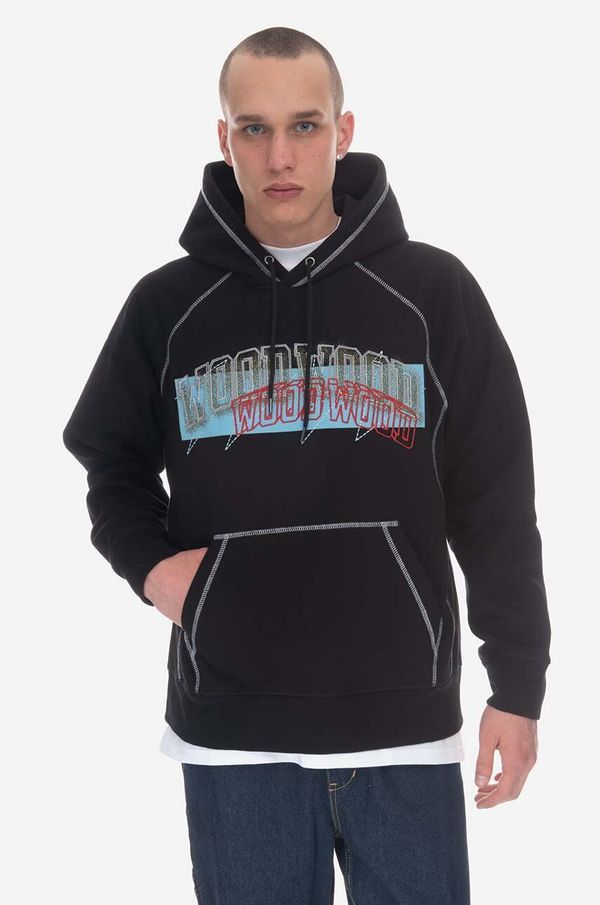 Wood Wood Pamučna dukserica Wood Wood Fred IVY Assemblage Hoodie GOTS za muškarce, boja: crna, s tiskom, 12245604.2493-BLACK