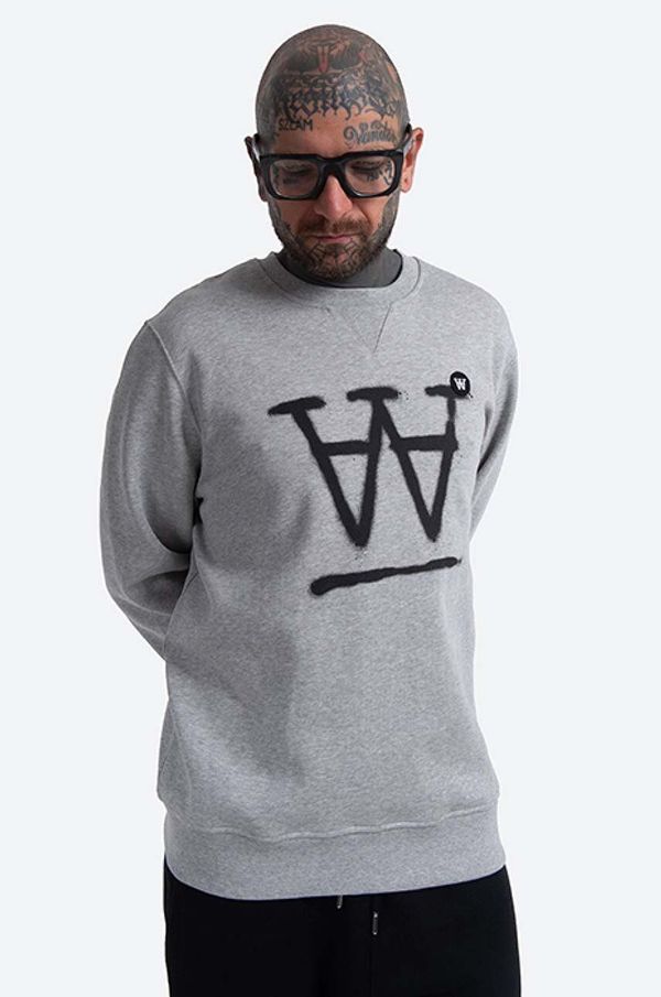 Wood Wood Pamučna dukserica Wood Wood Tye Sweatshirt za muškarce, boja: siva, s aplikacijom, 10135606.2424-GREYMEL