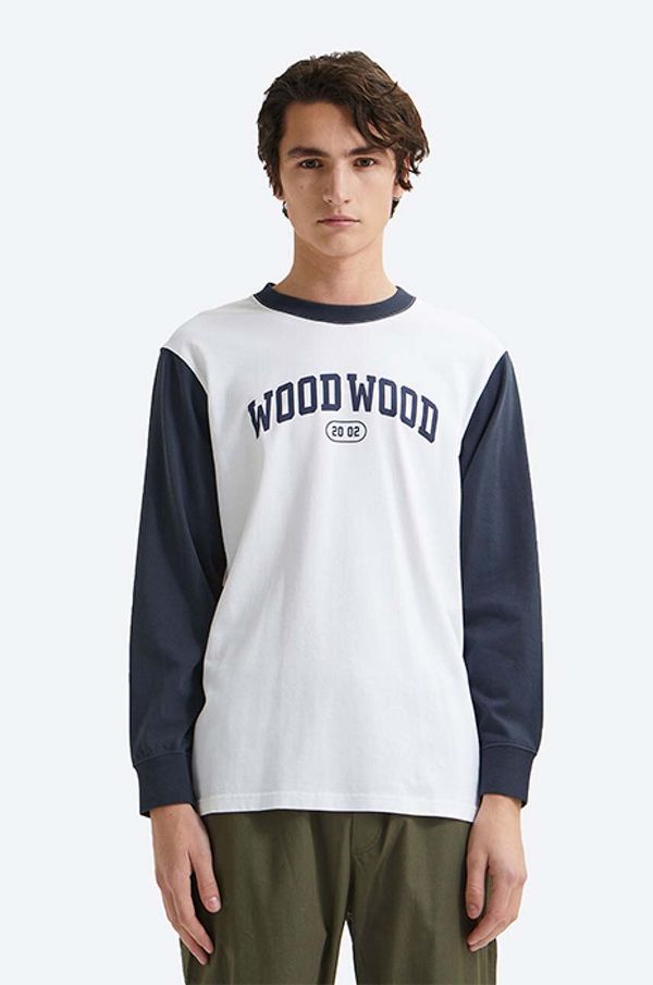 Wood Wood Pamučna majica dugih rukava Wood Wood Mark IVY Longsleeve boja: bijela, s tiskom, 12135401.2489-WHITE