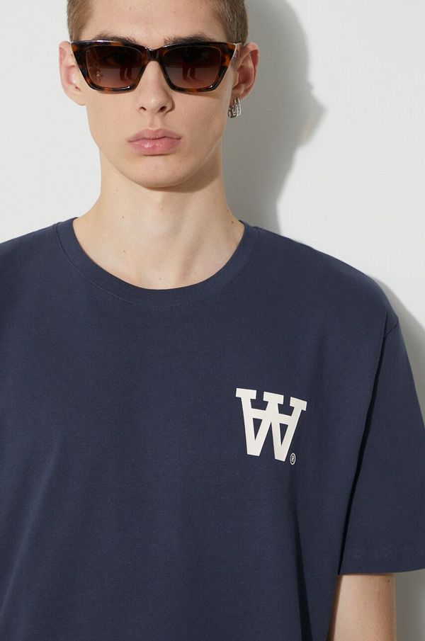 Wood Wood Pamučna majica Wood Wood Ace AA Logo za muškarce, boja: tamno plava, s tiskom, 10285709.2222