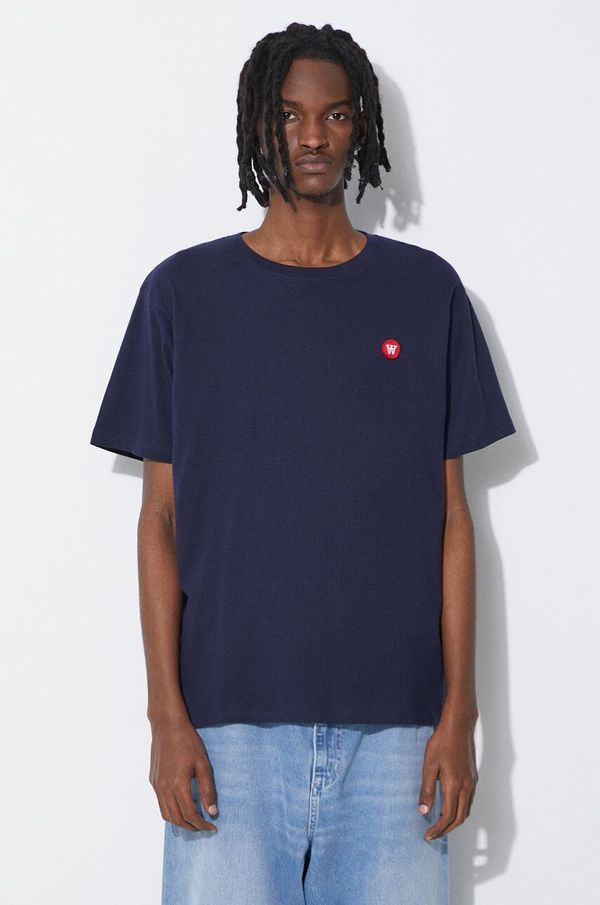 Wood Wood Pamučna majica Wood Wood boja: tamno plava, bez uzorka