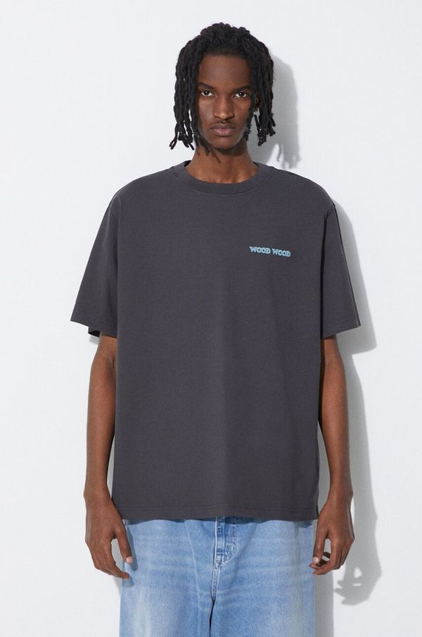 Wood Wood Pamučna majica Wood Wood Haider Tribe za muškarce, boja: siva, s tiskom, 12415705.2507