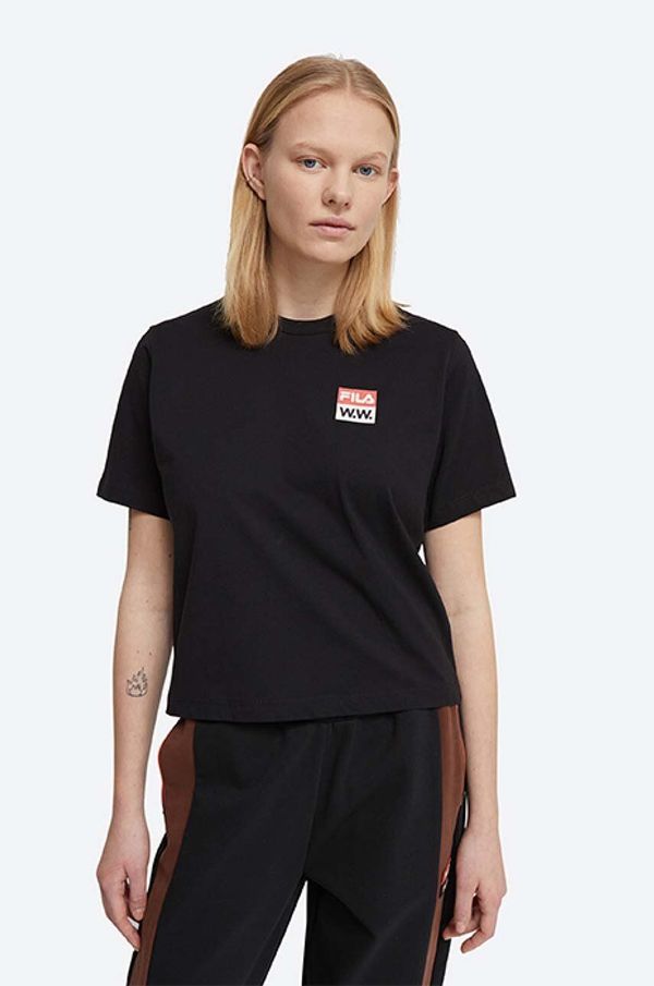 Wood Wood Pamučna majica Wood Wood Steffi T-Shirt x Fila boja: crna, 688376.A296-BLACK