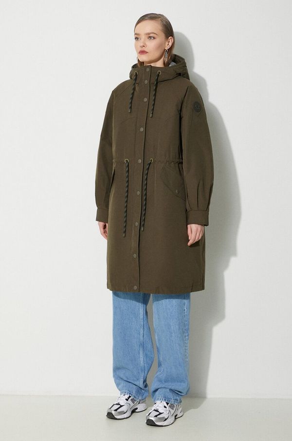 Woolrich Jakna Woolrich Check Lined Long Parka za žene, boja: zelena, za zimu, CFWWOU0854FRUT3490