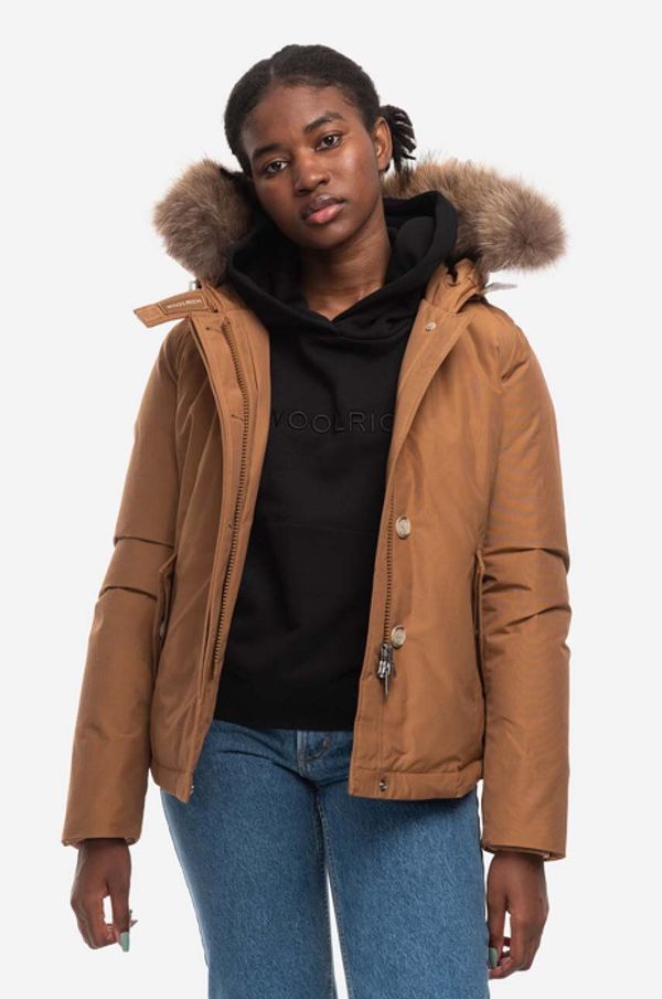 Woolrich Pernata jakna Woolrich Arctic Raccoon Short Polar High Collar Fur Parka za žene, boja: smeđa, za zimu, CFWWOU0548FRUT0001-DCA