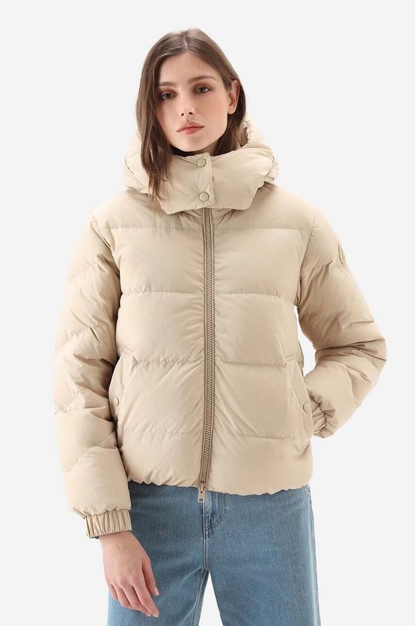 Woolrich Pernata jakna Woolrich Eco Taslan Jacket za žene, boja: bež, za zimu, CFWWOU0795FRUT3327-4377