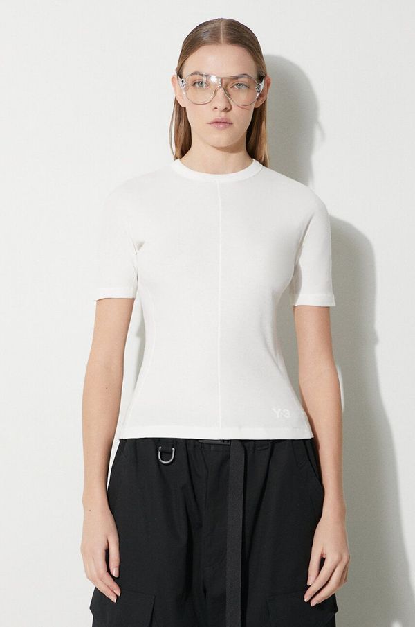 Y-3 Pamučna majica Y-3 Fitted SS Tee za žene, boja: bež, IV7749