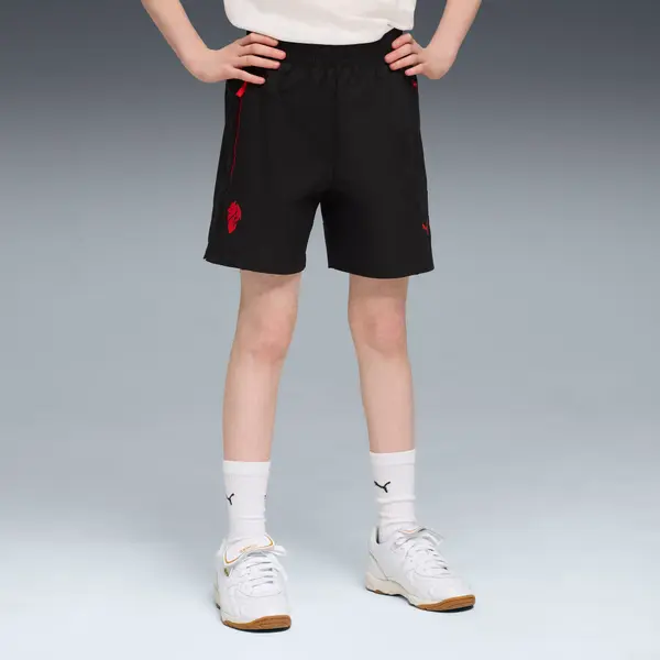 PUMA AC Milan PUMATECH Relaxed Woven Shorts Youth, Clothing, Black/Red, 15-16Y