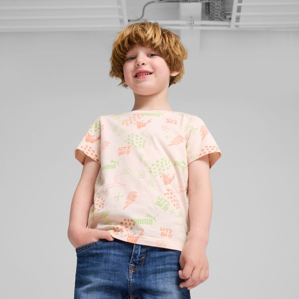 PUMA ESS+ Puma Tee Youth, Pink, Size 4-5Y, Clothing