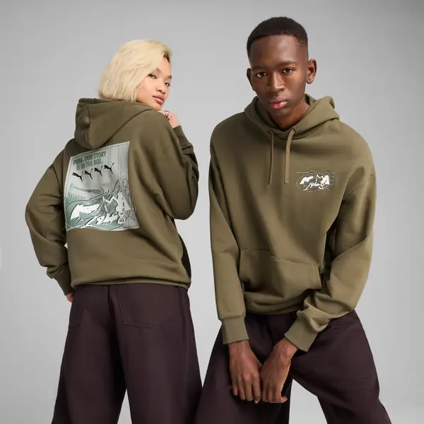 PUMA FUTURE.PUMA.ARCHIVE Relaxed Graphic Hoodie Unisex, Clothing, Loden Green, L