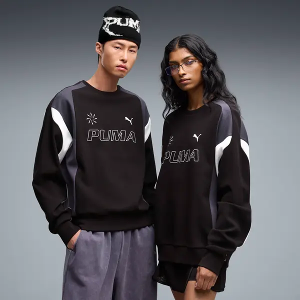 PUMA FUTURE.PUMA.ARCHIVE Relaxed Moto Crew Sweatshirt Unisex, Women, Black, S