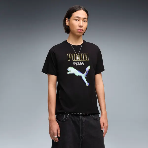 PUMA Graphics Cyber PUMA Tee Men, Clothing, Black, S