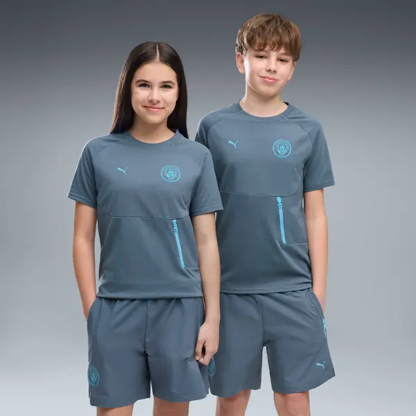 PUMA Manchester City PUMATECH Pocket Tee Youth, Clothing, Evening Sky/Luminous Blue, 15-16Y