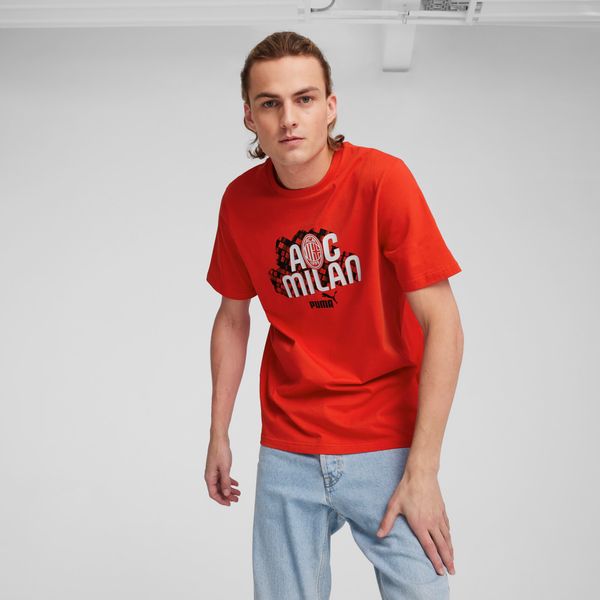 PUMA Men's Puma AC Milan ftbl CULTURE T-Shirt, Red, Size S, Clothing