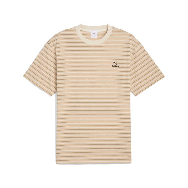 PUMA Men's Puma Borussia Dortmund MMQ Striped T-Shirt, Beige, Size XS, Sport